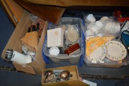 Two Tubs and a Box of Kitchenware; Oven Dishes, Cu