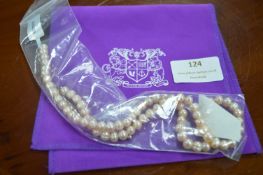 Gemphoria Pink Pearl Necklace with 925 Sterling Silver Clasp