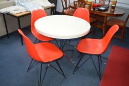 Retro Circular Metal Framed Table with Four Plasti