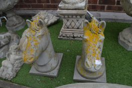 *Pair of Concrete Horse Head Ornaments