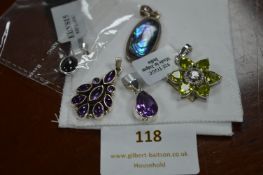 Five Gemphoria 925 Sterling Silver Pendants