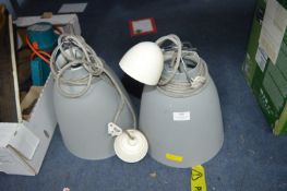 Two Grey Ceiling Fitted Light Shades