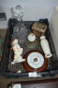 Glass Decanter, Barometer, etc.
