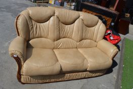 Beige Leather 3pc Suite