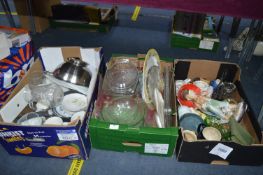 Three Boxes of Household Pottery, Glassware, etc.