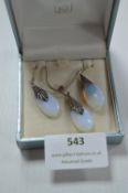 Sterling Silver Pendant & Earrings with Opals