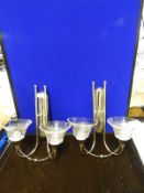 Two Chrome and Glass Light Fittings