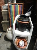 Two Garden Chairs, plus Planters, and Vintage Deck