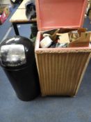 laundry Basket and a Bin Containing Household Good