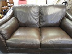 Brown Leather Two Seat Sofa