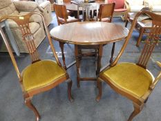 Edwardian Mahogany Oval Gate Leg Table with Two Ch