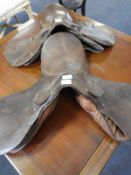 Two Vintage Leather Saddles