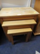 Light Oak Effect Nest of Three Tables