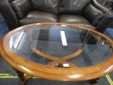 Glass Topped Oval Coffee Table