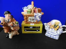 Three Ringtons Novelty Teapots plus a Ceramic Money Box