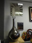 Large Metallic Glazed Pottery Vase with Metal Feat