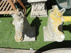 *Pair of Horse Head Garden Ornaments