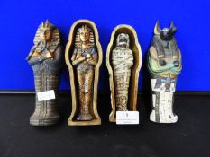 Two Egyptian Style Sarcophagus Ornaments