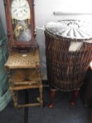 Three Stools, Laundry Basket and a Wall Clock