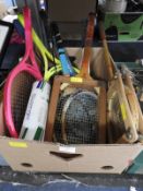 Vintage Tennis Rackets, Balls, etc.