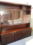 Dark Mahogany Effect Wall Unit with Glazed Cabinet
