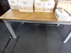 Pine Dining Table with Painted Base