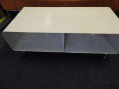 White Metal Ikea Coffee Table on Wheels