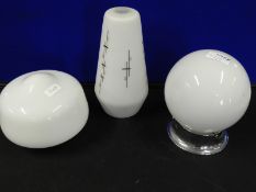 Three Vintage White Glass Light Shades