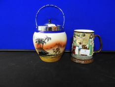 Royal Doulton Beswick Tankard plus Vintage Biscuit Barrell