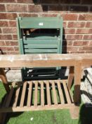 Three Folding Garden Chairs and a Wooden Trestle