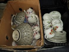 Two Boxes of Pottery, Part Tea Sets, etc.