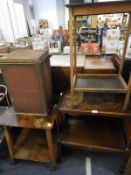 Two Tea Trolleys, Side Table, and a Linen Bin