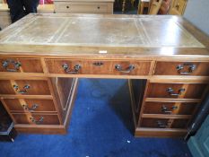 Seven Drawer Desk with Tool Inlet Leather Top