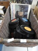 Basket of Vintage LPs and 7