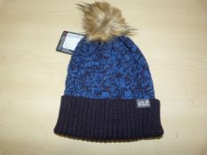 *Child's Knit Pompom Cap in Night Blue Size: M