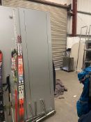 * shop fitting wall system - 2 section - with 4 x waterfall rails. 1400w (700w each section) x