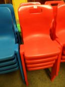 *Eight Red Plastic Stackable Dining Chairs by Titan