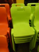*Eight Lime Green Plastic Stackable Dining Chairs by Titan