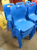 *Eight Blue Plastic Stackable Dining Chairs by Titan