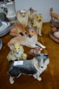 Seven Collie Dog Figures