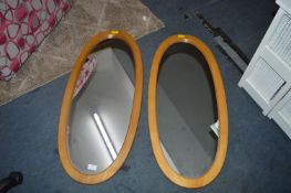 Pair of Retro Oval Wall Mirrors