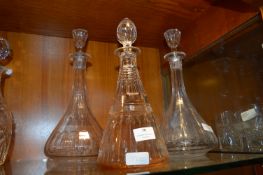 Three Cut Glass Crystal Decanters
