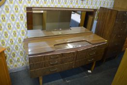 Retro Walnut Effect Mirrored Back Dressing Table