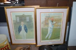 Pair of Signed Cricketing Prints by John Ward