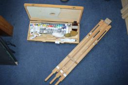 Rowney Wooden Paint Box Containing Watercolour Pai