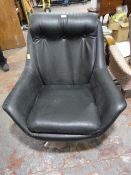 Retro Black Vinyl Covered Swivel Chair