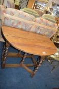 Period Oak Oval Gate Leg Dining Table with Barley