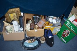 Three Boxes of Household, Kitchenware, Slippers, P