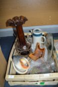 Crate of Vintage Glassware and Pottery