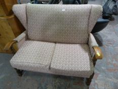 Oak Framed Two Seat Armchair